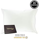 100% Silk Pillowcase for Hair Luxury 25 Momme Mulberry Silk, Charmeuse Silk on Both Sides - Gift Wrapped (Queen, White)