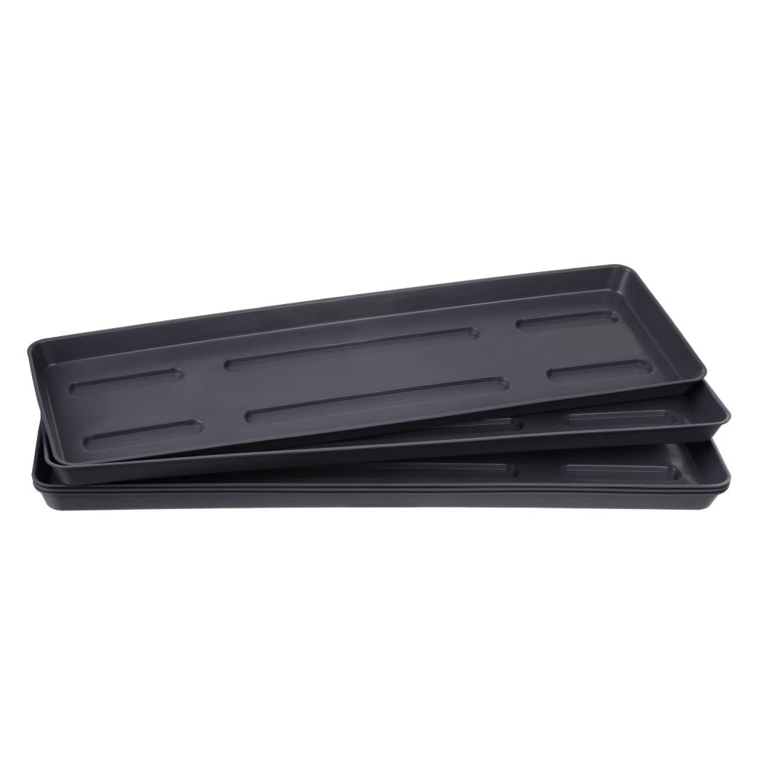 Home Garden Ornaments Anthracite Set of 5 – Rectangular Plant Pot Trays – Plastic Saucers for Rectangular Pots (46cm)