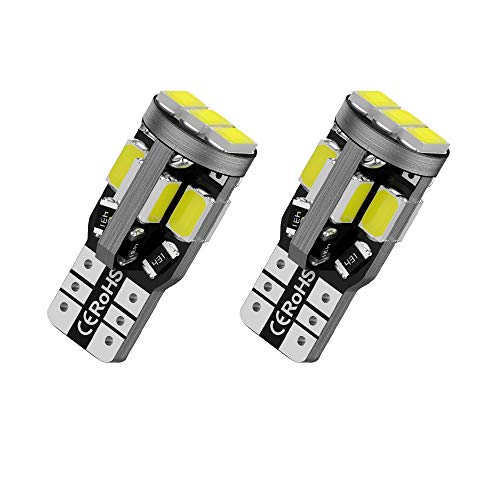 12v T10 194 Led Bulbs, 168 Led Bulbs, Bright 6500K 11SMD 5630 Chipset 2825 W5W Interior Light Led Bulbs for Vehicle Car Truck Dome Light Map Light Door Courtesy Light License Plate Light, Pack of 2