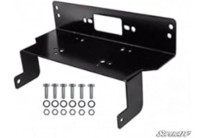 SuperATV Winch Mounting Plate for Polaris Ranger Midsize 400/500 / Crew / 570/800 (See Fitment) | Powder-Coating Prevents Corrosion | Compatible with Many OEM and Aftermarket Winches