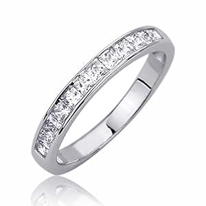 Sterling Silver 3mm Channel Set Princess Cut CZ Stackable Band Engagement Ring Amazon.com Sterling Silver 3mm Channel Set Princess Cut CZ Stackable Band Engagement Ring Amazon.com