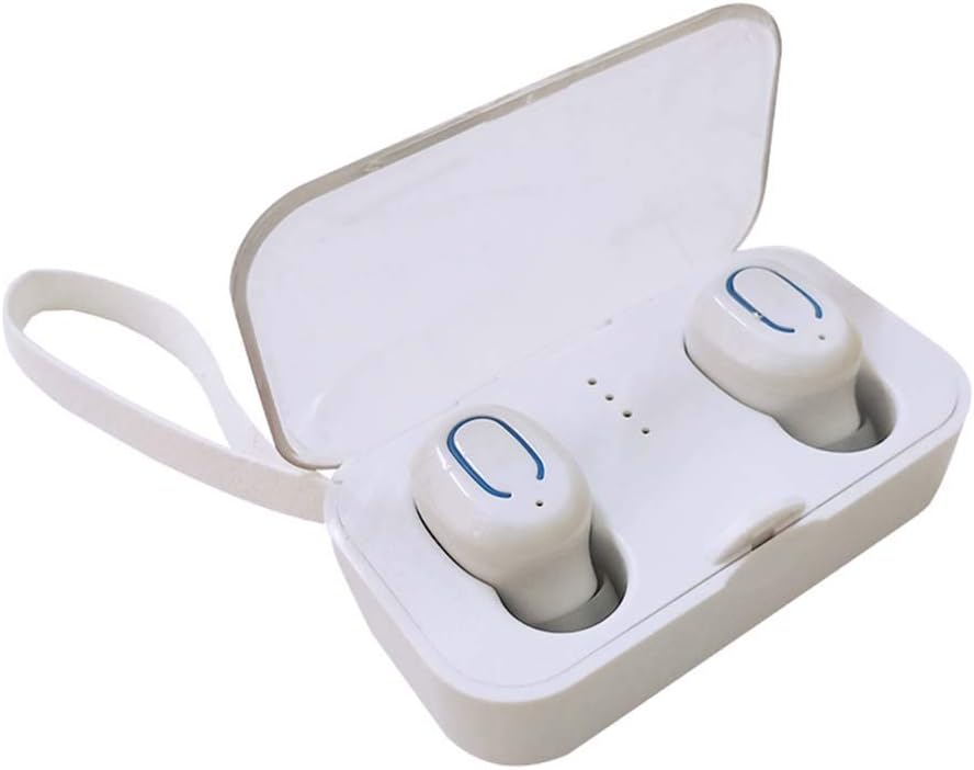Wireless Earbuds, Bluetooth 5.0 Headphones True Wireless Ear Buds T18S Waterproof Dual Built- in Mic Earphones with Charging Case (White)