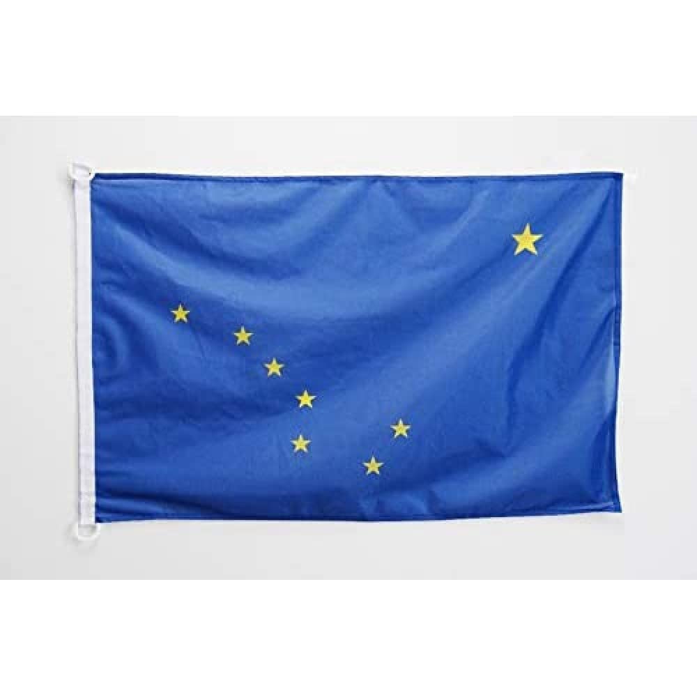 AZ FLAG - Alaska Flag - 2x3 Ft - For Outdoor - US state of Alaska Banner Knitted Polyester with Two Plastic Rings - Fade Resistant - Vivid Colors - 2' x 3' Feet - 90x60 Cm