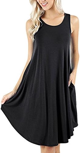New Look Women Dress Knee Length Dress Solid Color Sleeveless Pockets Swing Cocktail Party Evening Casual Fashion Elegant Midi Dresses