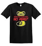 GunShowTees Men's Strike First Strike Hard No Mercy Cobra Kai Dojo Shirt (Large, Black)
