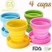Gouda Select Collapsible Silicone Cup for Travel Camping School Outdoor (1 Set contains 4 cups - 1 Green, 1 Yellow, 1 Blue, 1 Pink)