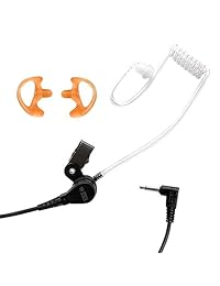 BTECH QHM01 Auricular de vigilancia de uso intensivo SOLO para escuchar de 3,5 mm (incluye moldes auriculares y audífonos) con tubo de bobina acústica transparente para radios de dos vías, transceptores y conectores de micrófonos para altavoces de radio