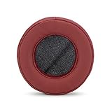 BRAINWAVZ Round Replacement Memory Foam Earpads - Suitable for Many Other Large Over The Ear Headphones - Sennheiser, AKG, HifiMan, ATH, Philips, Fostex, Sony (Dark Red)