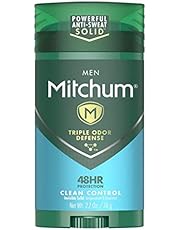 Mitchum Antiperspirant Deodorant Stick for Men, Triple Odor Defense Invisible Solid, 48 Hr Protection, Dermatologist Tested, Clean Control, 2.7 oz