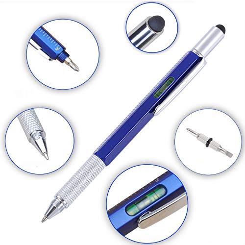 Shulaner 6 in 1 Metal Tech Tool Ballpoint Pens with Ruler, Level, Stylus and Two-head Screwdriver, Multi functional Tool Fits for Mens Gift - Thumbnail 2