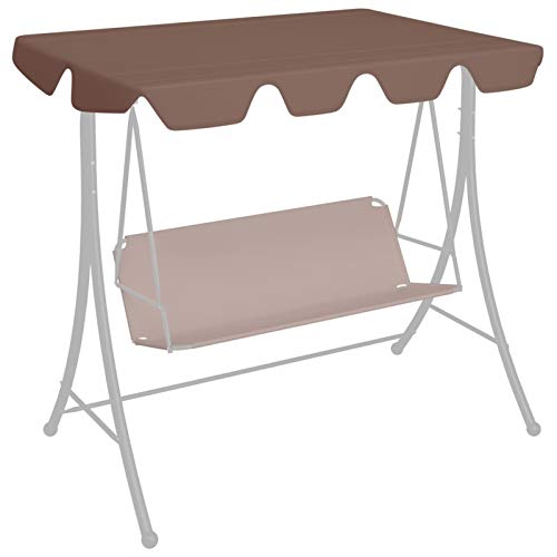 Tidyard Ersatzdach Hollywoodschaukel Gartenschaukel Universal Ersatz Bezug Sonnendach Schaukel Dach Stoff Braun 226 x 186 cm – Bild 7