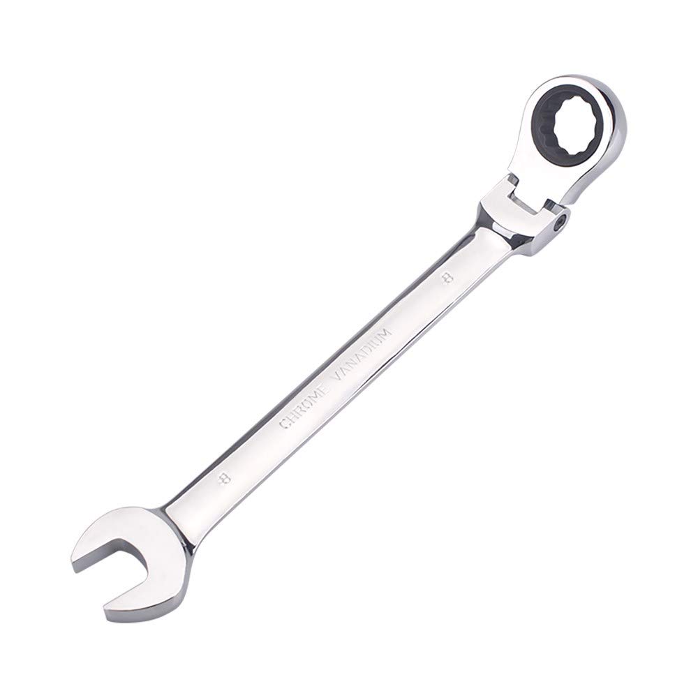 通用 FLZOSPER 8mm Metric Flex-Head Gear Wrench,Box End Head 72-Tooth Ratcheting Combination Wrench Spanner