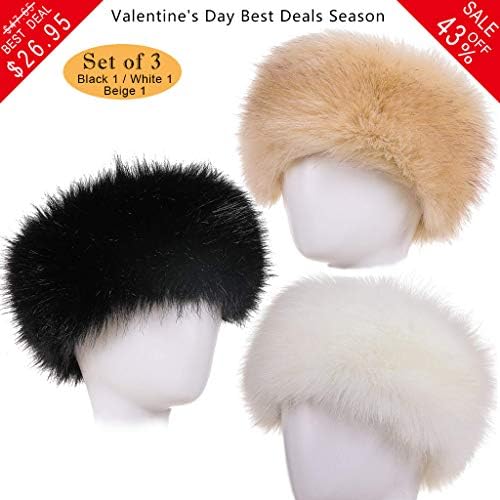 FAITH YN Faux Fur Headband with Elastic Stretch Plush Fur Hat Winter Ear Warmer Earmuff Ski Cold Weather Caps