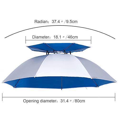 Hunter's Tail UV Umbrella Hat, with Umbrella Fishing Gardening Folding Umbrella Double Canopy - Thumbnail 4