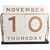 YOFIT Vintage Wooden Block Perpetual Calendar Desk Accessory Shabby Rustic Chic Number, Golden