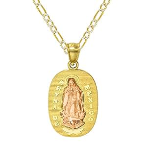 gold necklace pendant virgin 14k guadalupe mary necklaces jewelry