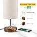 Seealle USB Table Lamp, Modern Nightstand Lamp Bedside Desk Lamp with USB Charging Port,Unique Round Lampshade,Convenient Pull Chain,Ambient Light for Living Room,Bedroom