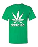 Shop4Ever Addicted White Leaf T-shirt 420 Weed Day Shirts