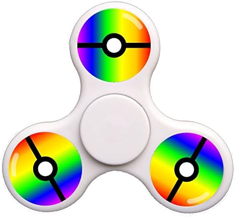 Colorful Pokemon ball(White) EDC Fidget Toy With Highly Speed Hot Wheel Design Finger Hand Tri-Spinner Relief Safety Toys for Focus, ADHD, Anxiety, Spend Time, Kids &amp; Adults