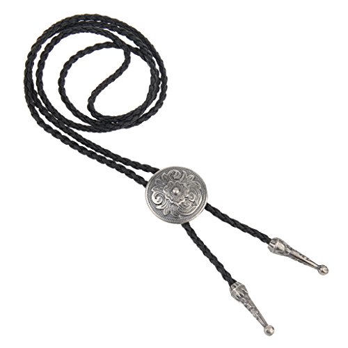 AZORA Western Cowboy Bolo Tie Men Silver Celtic Flower Leather Necktie Rope Cord Pendant Necklace Braided Jewelry for Men Kids Boy Girl ... - Thumbnail 7