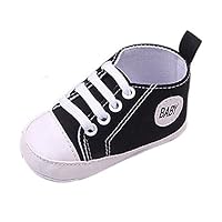 Dealzip Inc® Black Newborn Baby Boy Girl Soft Crib Canvas Sneaker Shoes 0-6 Months