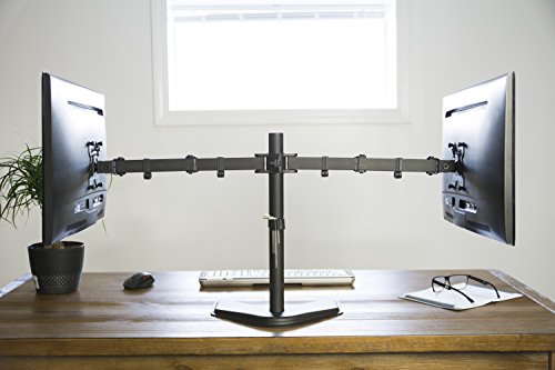VIVO-Dual-Monitor-Free-Standing-Stand-up-Desk-Mount-Adjustable-Fits-up-to-27-Screens