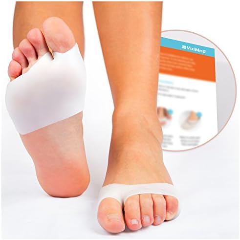 VulMed Half Toe Sleeve Gel Metatarsal Foot Pads Ball of Foot Cushions Prevent Calluses &amp; Blisters 1-Pair