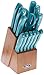 Oster Evansville 14 Piece Cutlery Set, Stainless Steel with Turquoise Handles - 81010.14 primary