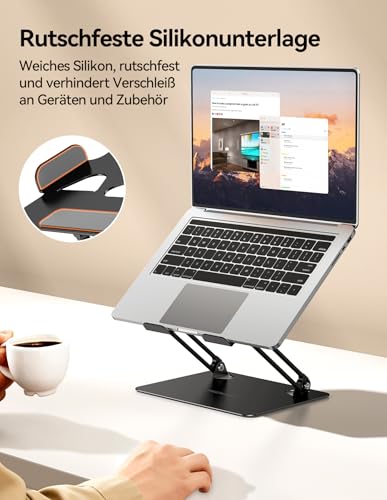 TECKNET Laptop Stand, Foldable Laptop Stand, Ergonomic Laptop Stand, Metal Laptop Holder, Notebook Stand Compatible with 10-17.3 Inch Laptop, Black