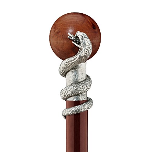 Design Toscano Snake with Globe Walking Stick, 35 Inch, Pewter Handle
