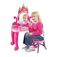 Bohui Toys 2-in-1 Princess Vanity Table and Chair Beauty Play Set, with Multifunctional Piano Dresser Table & Makeup Accessories, Comb, Hair Bands and Hair Dryer for 2,3,4 Years Old Kids