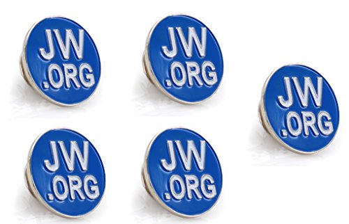 Jehovah Witness - 3/4" Round Blue Lapel Pin - JW.org Neck Tie Hat Tack Clip Women or Men Suits (5 Pcs in Package) (Silver-Plated)