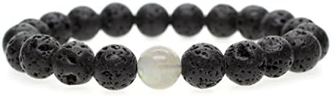 AmorWing Mens Womens Healing Lava Tiger Eye Mala Beads Prayer Stone Bracelet 10mm