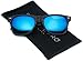 Faux Wood Reflective Revo Color Lens Horn Rimmed Style Sunglasses,Light Wood Print / Mirror Blue