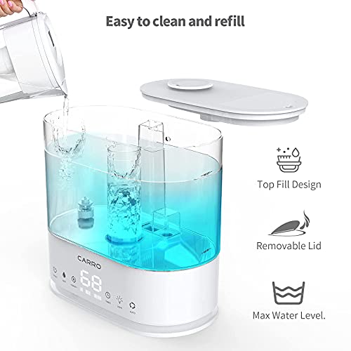 Carro Cool Mist Humidifier for Bedroom Quiet with Essential Oils Diffuser, Ultrasonic Air Humidifiers Large Room | Smart Humidifier| Remote Control | Top Fill | Up to 36H|