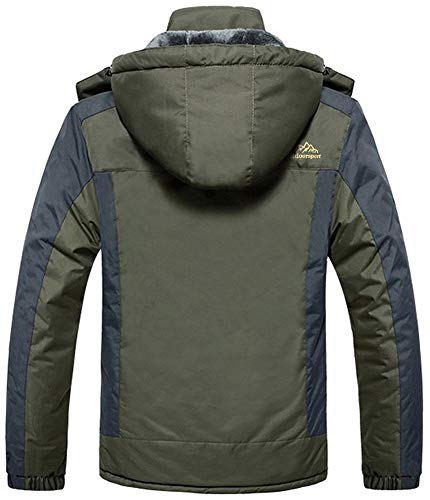 TACVASEN Herren Warme Skijacke Gefütterte Winterjacke Wasserabweisende Funktionsjacke mit Abnehmbarer Kapuzen – Bild 3