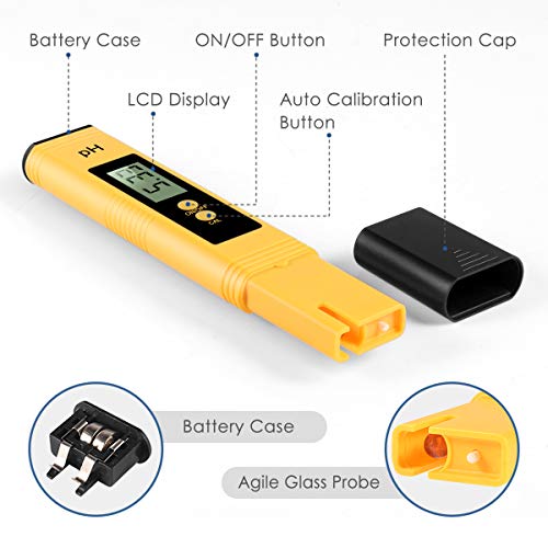 Digital PH Meter, PH Meter 0.01 PH High Accuracy Water Quality Tester with 0-14 PH Measurement Range for Household Drinking, Pool and Aquarium Water PH Tester Design with ATC - Thumbnail 2