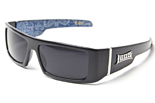 LOCS Black Harcore 58 Blue Bandana Inside Sunglasses
