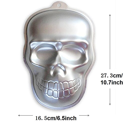 WJSYSHOP 10 Inch Skull Shaped Aluminum 3D Cake Mold Baking Mould Tin Cake Pan for Halloween Party
