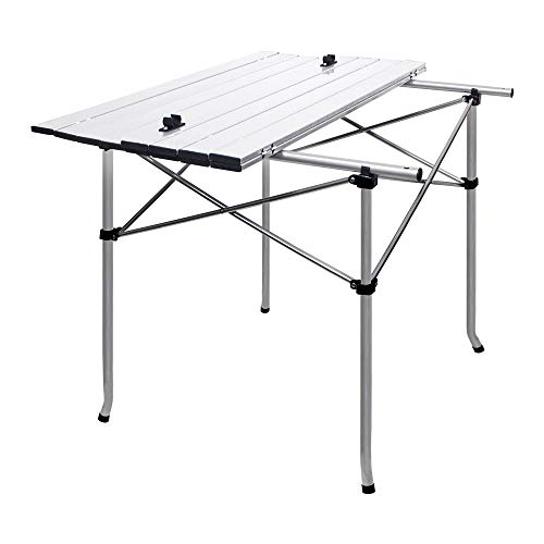 Deanurs Folding Table Camping Table Rolling Up Portable Iron Legs Frame