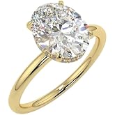 FLORASOFIA Engagement rings 10K Gold Moissanite ring for women Center 2 Carat Pear/Oval Cut Pure Yellow Gold Moissanite Ring for Women Wedding Band (US Size 5-8
