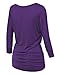 Made By Johnny MBJ WT1036 Womens V Neck 3/4 Sleeve Dolman Top with Side Shirring XXL Dark_Purple