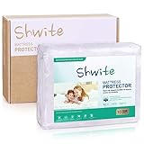 Shwite Premium Hypoallergenic Waterproof Mattress Protector Qween Size, Breathable Soft Cotton Terry Surface, Vinyl Free