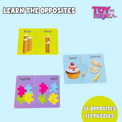 ToyMagic Opposites Early Learning Puzzle for Kids | 56 Sets – 112 Pieces | Educational Game for Toddlers Ages 3 & Up | Montessori Toy & Gift for Boys & Girls 1