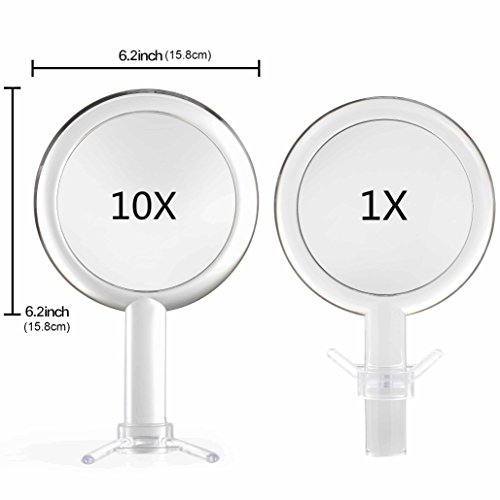 Miss Sweet Hand Held Mirror with 10X Magnification & True Image, 6.16.1inch (S1 10X/1X Hand mirror)