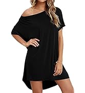 COZYPOIN Women's Leopard Print T-Shirt Dress - Loose Fit Short Sleeve Mini Dress For Summer & Beach