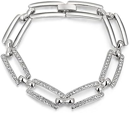 Dazzling, Genuine Austrian Crystal Studded Sterling Silver Bracelet for Girls and Women