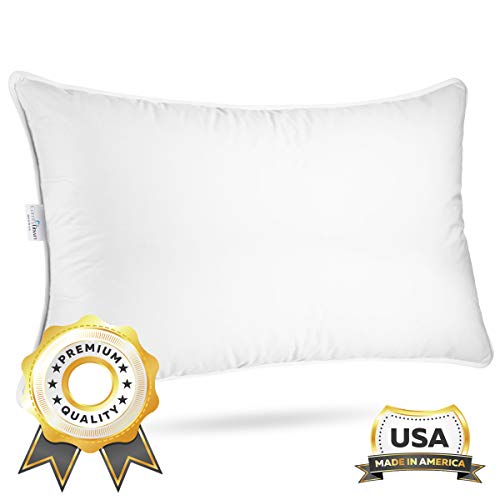 ComfyDown Sleeping Pillow - European Goose Down, “Firm” Density Pillow, 650 Fill Power, 300-Thread Count Egyptian Cotton Cover - Hypoallergenic, Made in USA - (Queen)