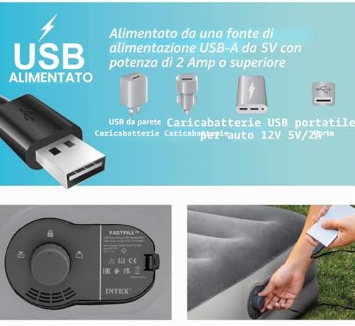 64159 - Materasso Matrimoniale Autogonfiante USB Dura-Beam Mid-Rise Comfort, 152x203x36 cm