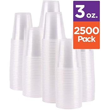 Case of 2,500 - 3 oz. Disposable Clear Plastic Cups, 100 Count Packages (25/100)
